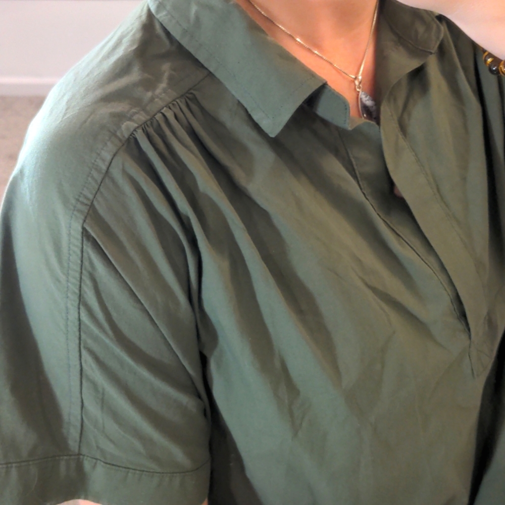 Universal Thread 100% cotton olive xl / yellow large collared tops used bundle - Picture 3 of 7